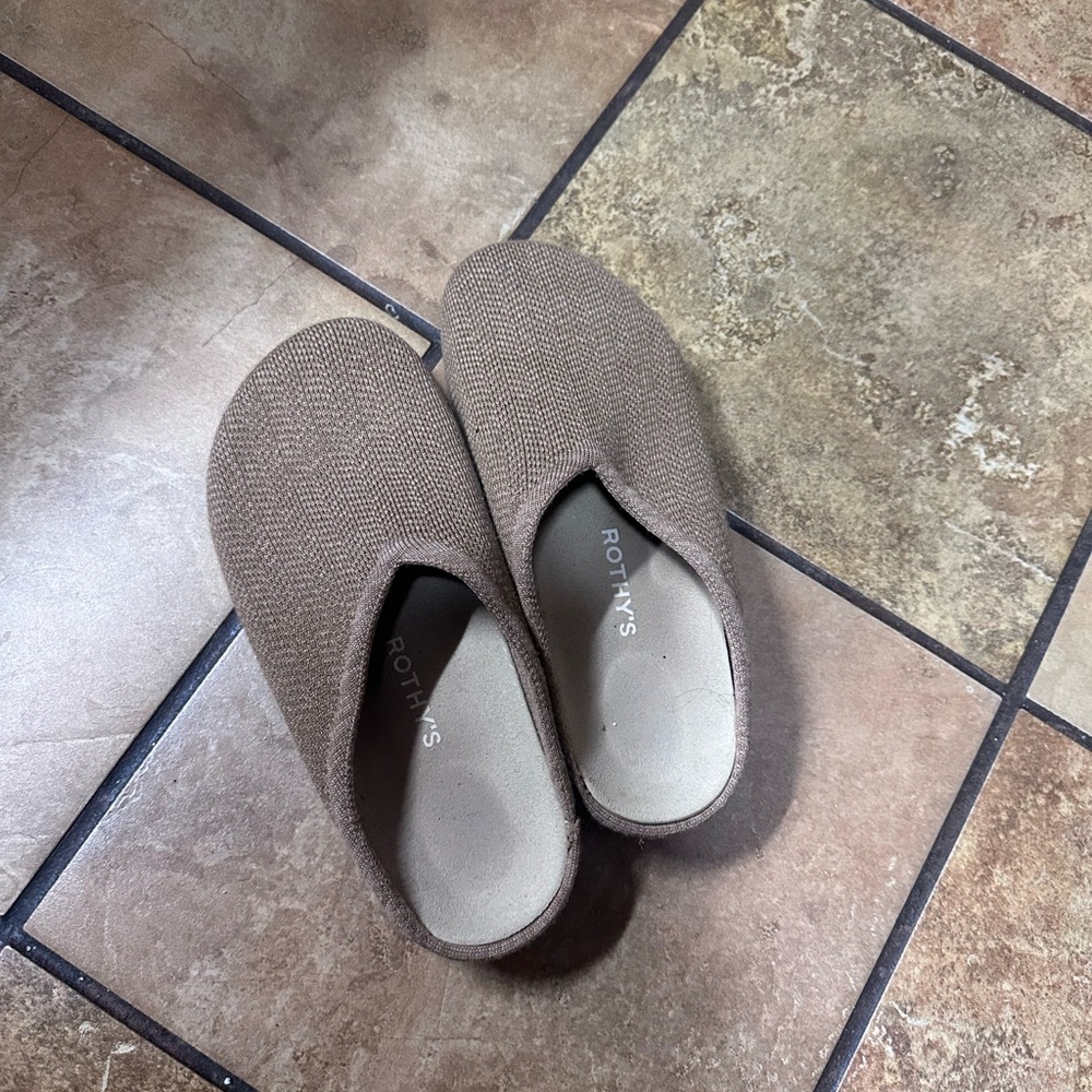 Rothy's Tan Knit Slip-Ons